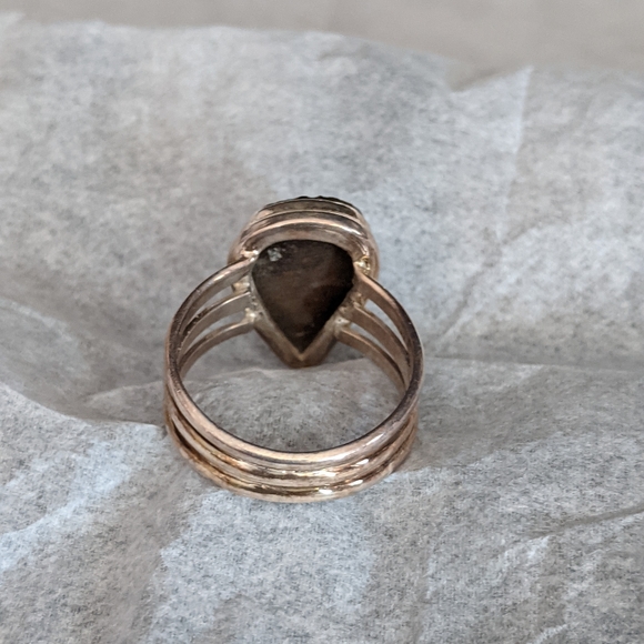 Natural Ammolite, 925 Silver Ring, size 10 - Picture 6 of 12